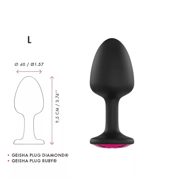 Dorcel Geisha Plug Ruby L - anaalplug met roze steen (zwart)