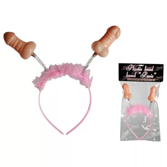 Penis hoofdband - met dildo - roze/nude