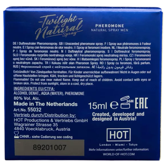 HOT Twilight Natural - feromonen parfum voor mannen - geurloos - 15ml