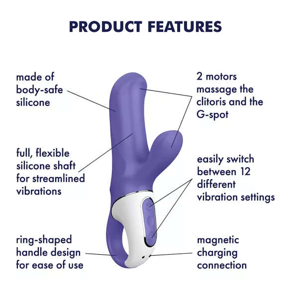 Satisfyer Magic Bunny - vibrator met clitorisstimulator - waterdicht - blauw