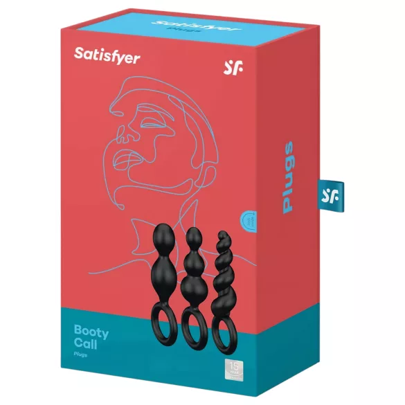Satisfyer Booty Call - anaal plug set - siliconen - zwart - 3 stuks