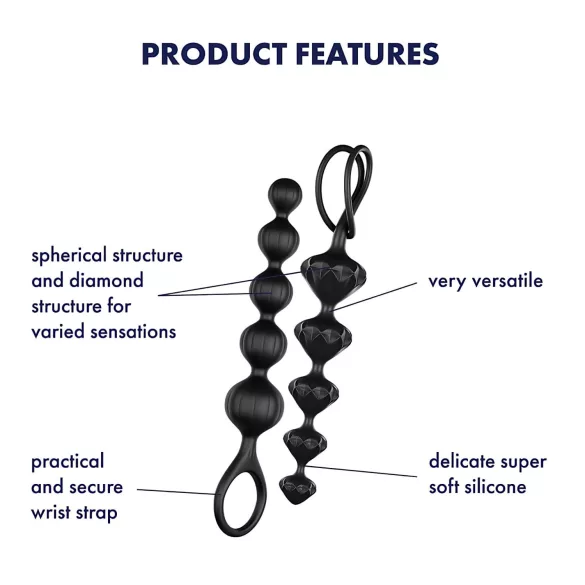 Satisfyer Love Beads - anale kralen set - siliconen - zwart