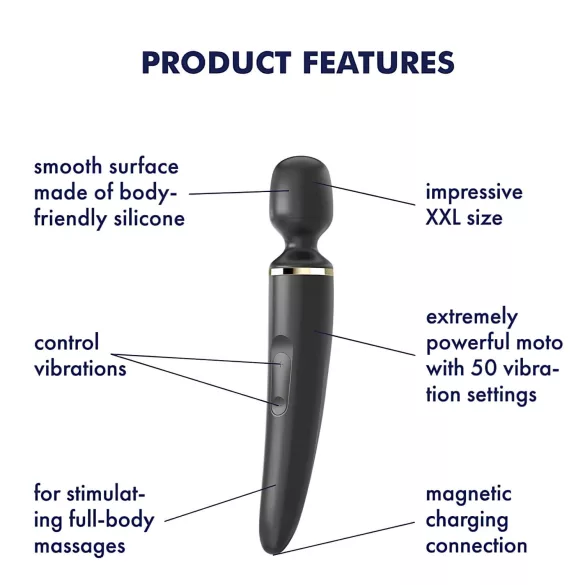 Satisfyer Wand-er Woman - massage vibrator - waterdicht - zwart