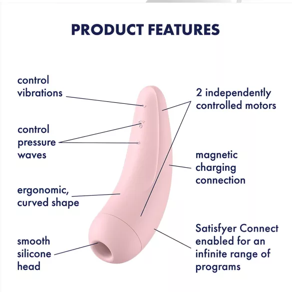 Satisfyer Curvy 2+ - luchtdruk clitorisstimulator - app-gestuurd - roze