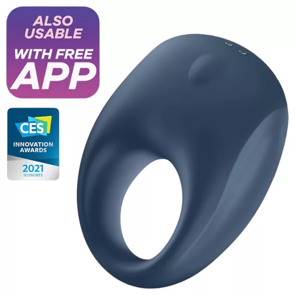 Satisfyer Strong One - App-gestuurde vibrerende penisring voor mannen (blauw)