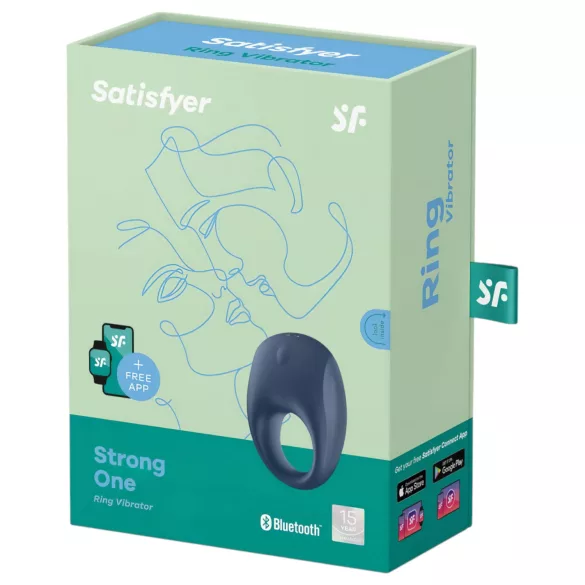 Satisfyer Strong One - App-gestuurde vibrerende penisring voor mannen (blauw)