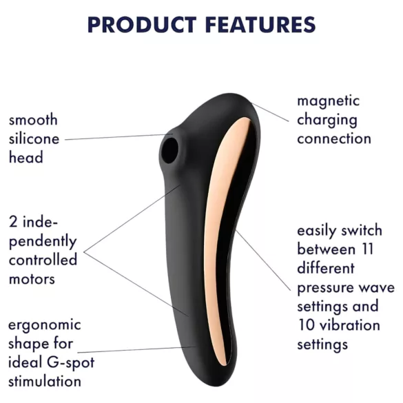 Satisfyer Dual Kiss - vibrator voor vagina en clitoris - oplaadbaar - zwart