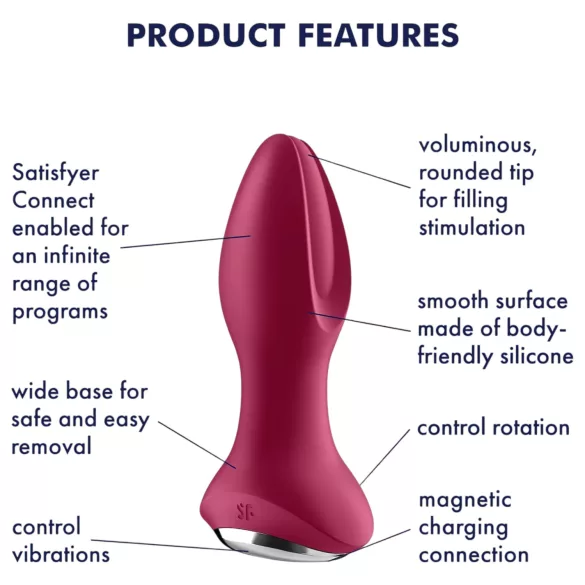 Satisfyer Rotator Plug 2 - oplaadbare, met kralen uitgeruste anale vibrator (rood)