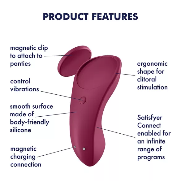 Satisfyer Sexy Secret - draagbare app-gestuurde slipvibrator (rood)