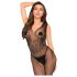 Penthouse Wild Catch - mouwloze netstof catsuit (zwart) - XL
