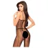 Penthouse Drop-Dead - catsuit met open kruis - netstof en strepen - zwart - XL