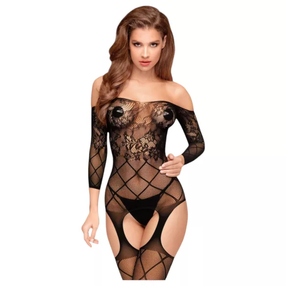 Penthouse Top-Notch - open net lingerieset - zwart - XL