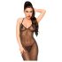 Penthouse Love on Fire - lange, glanzende, doorzichtige jurk met string (zwart) - M/L