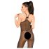 Penthouse Love on Fire - lange, glanzende, doorzichtige jurk met string (zwart) - M/L