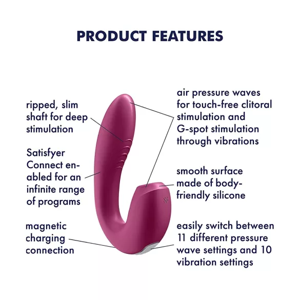Satisfyer Sunray - oplaadbare 2-in-1 luchtdruk vibrator - rood