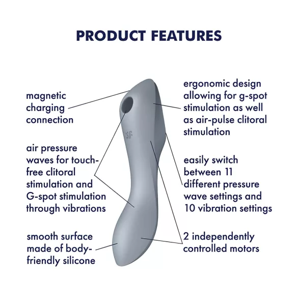 Satisfyer Curvy Trinity 3 - luchtdruk vibrator en clitorisstimulator - grijs