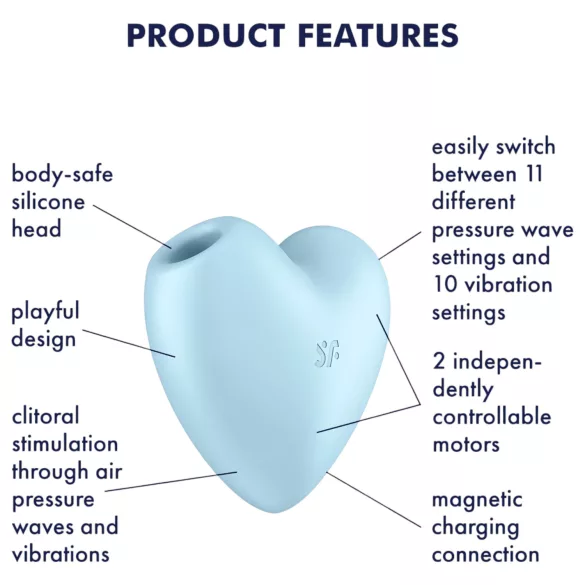 Satisfyer Cutie Heart - luchtdruk clitorisstimulator - oplaadbaar - blauw