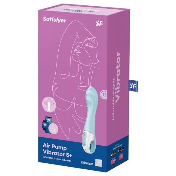 Satisfyer Air Pump Vibrator 5 - App-gestuurd (blauw)