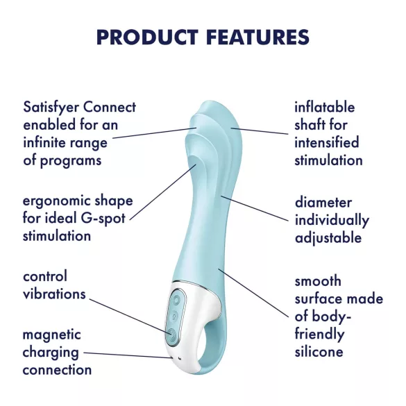Satisfyer Air Pump Vibrator 5 - App-gestuurd (blauw)