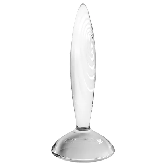 Satisfyer Sparkling Crystal - glazen dildo - geribbeld - transparant