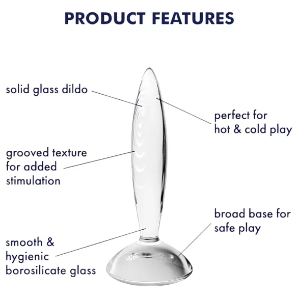 Satisfyer Sparkling Crystal - glazen dildo - geribbeld - transparant