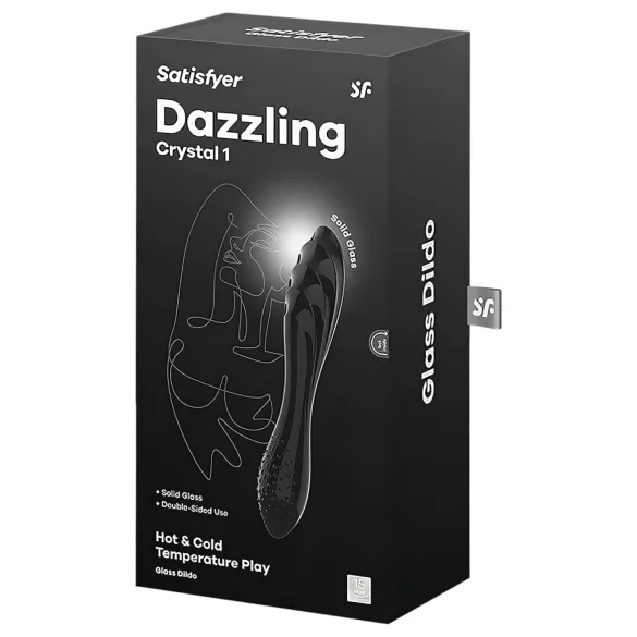 Satisfyer Dazzling Crystal 1 - dubbelzijdige glazen dildo - zwart