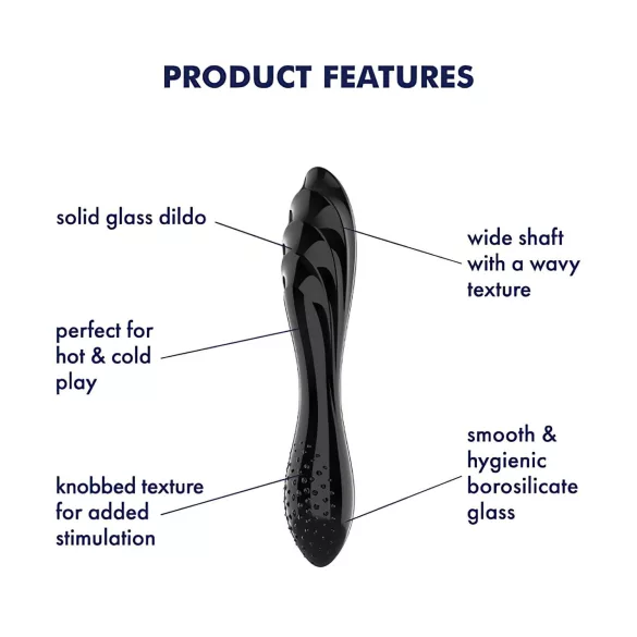 Satisfyer Dazzling Crystal 1 - dubbelzijdige glazen dildo - zwart