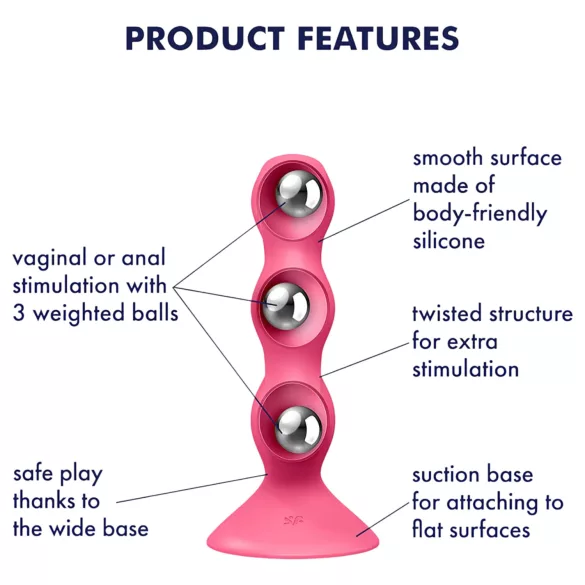 Satisfyer Triple Ball-R - anaal vibrator met kralen - siliconen - roze
