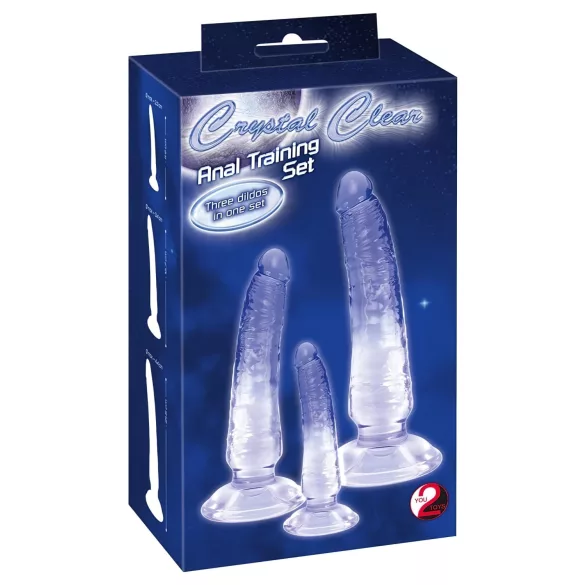Crystal Clear - anaal trainer dildo set - 3 stuks - transparant blauw