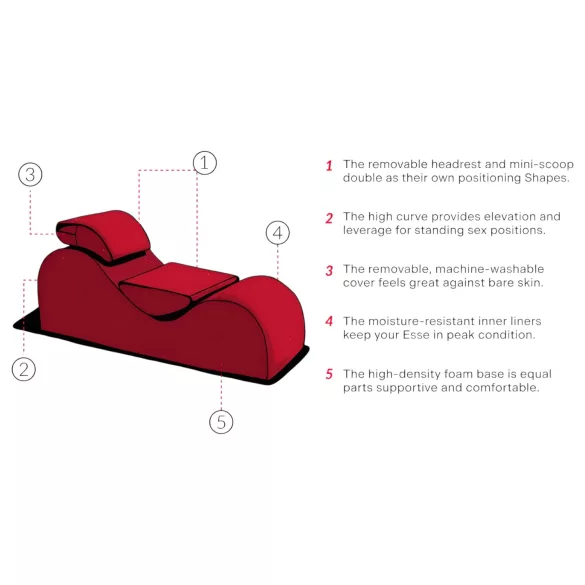 Liberator Esse Lounger - verstelbare tantra stoel - 3-delig - rood