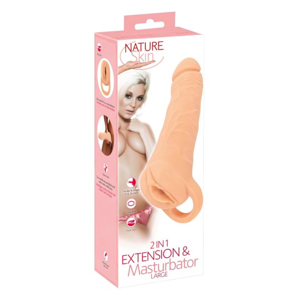 Nature Skin - 2in1 kunstvagina en penishuls - 23cm (natuurlijk)
