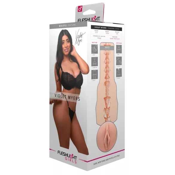 Fleshlight Violet Myers Waifu - realistische masturbator - vagina - huidkleur