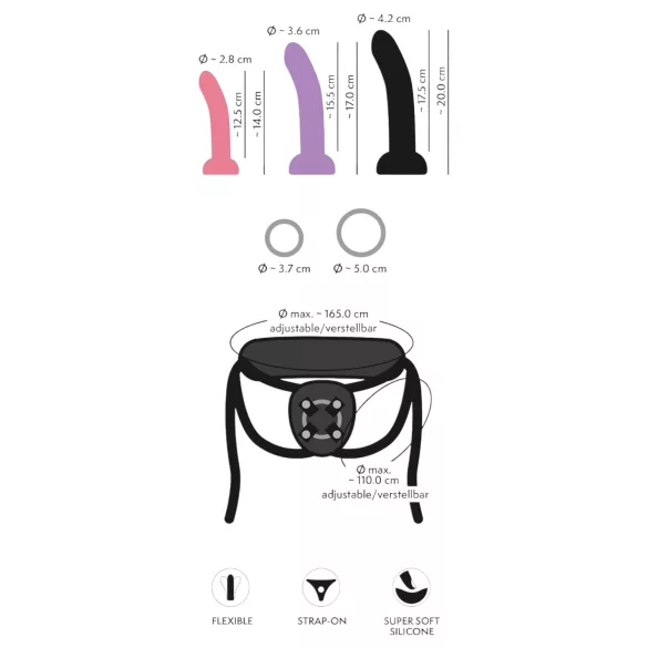 You2Toys - strap-on dildo set - zwart