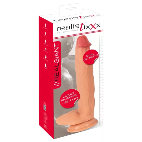 Realistixxx Real Giant - dildo met balzak - extra groot - natuur