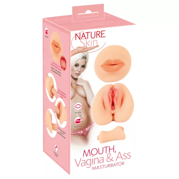 Nature Skin - vagina- en mondmasturbator (natuurkleur)