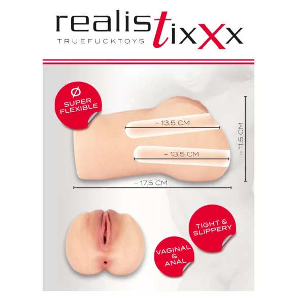 Realistixxx Real Stroker - realistische vagina- en anaalmasturbator (huidskleur)