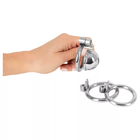 fetish collection - mini peniskooi met 3 verwisselbare teeltringen (zilver)
