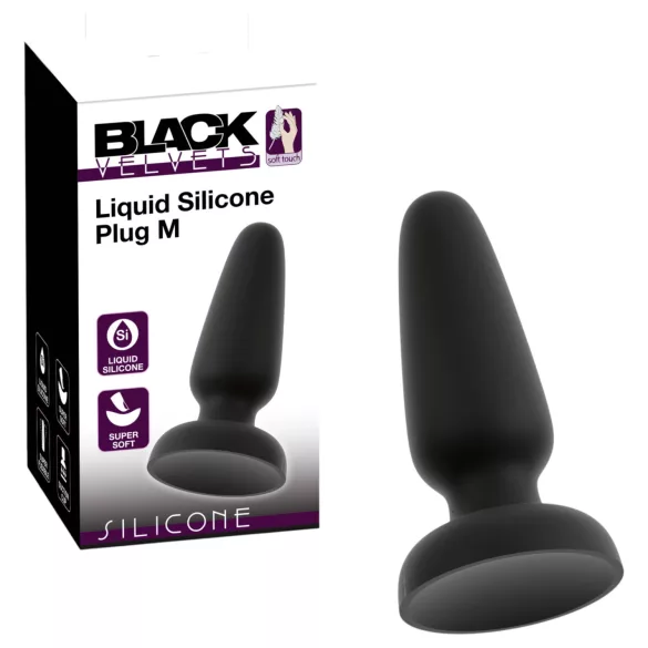 Black Velvets - siliconen anaalplug met zuignap (zwart) - M