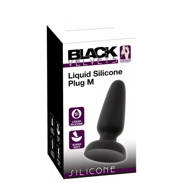 Black Velvets - siliconen anaalplug met zuignap (zwart) - M