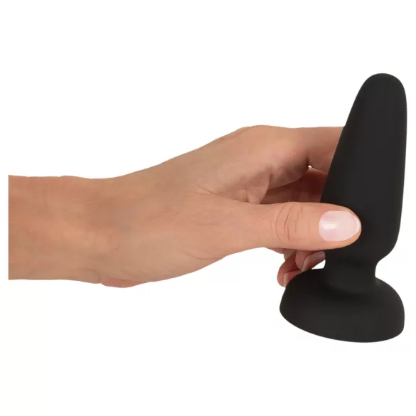Black Velvets - siliconen anaalplug met zuignap (zwart) - M