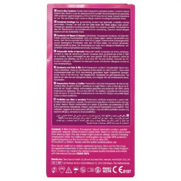 Skins - condooms ribbels en nopjes - 8 stuks