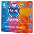 Skins - gevarieerde condooms - geribbeld, naturel, extra dun (4 stuks)