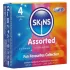 Skins - gevarieerde condooms - geribbeld, naturel, extra dun (4 stuks)