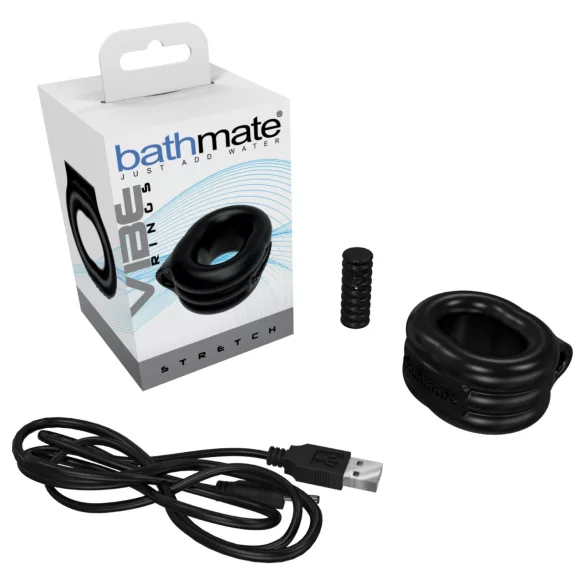 Bathmate Vibe Ring Stretch - oplaadbare vibrerende penisring (zwart)