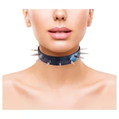 Rouge - halsband met studs - echt leer - zwart