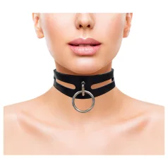 Rouge - leren halsband - verstelbaar - zwart