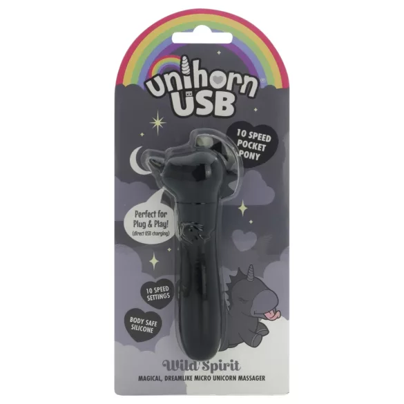 Unihorn Wild Spirit - oplaadbare mini-vibrator (zwart)