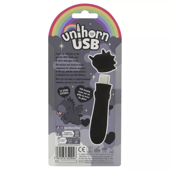Unihorn Wild Spirit - oplaadbare mini-vibrator (zwart)