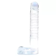 Clarity - glazen dildo met ballen - transparant
