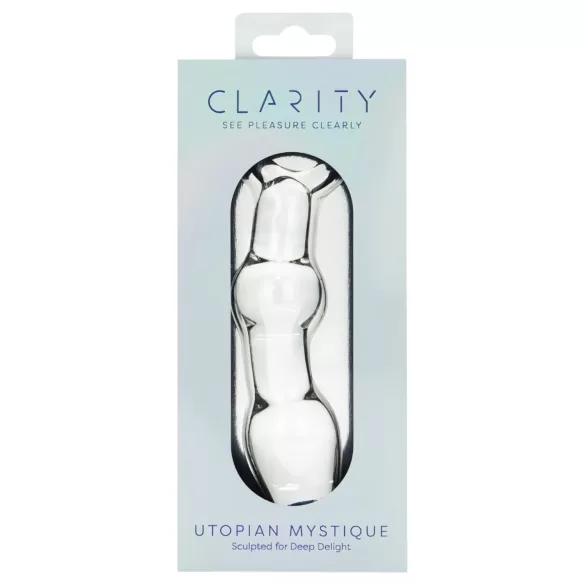 Clarity Utopian Mystique - geribbelde glazen anale dildo (transparant)
